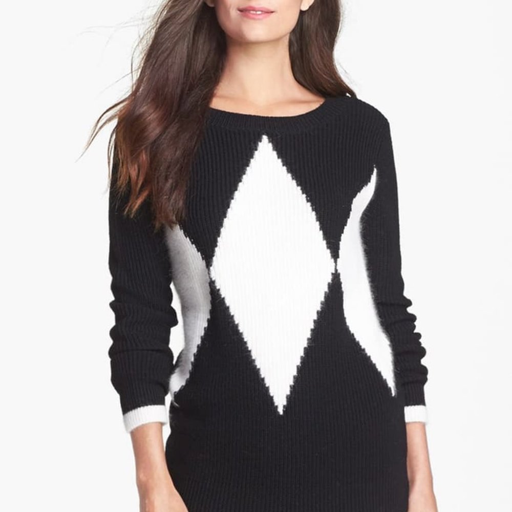 Pink Tartan Graphic Diamond Sweater